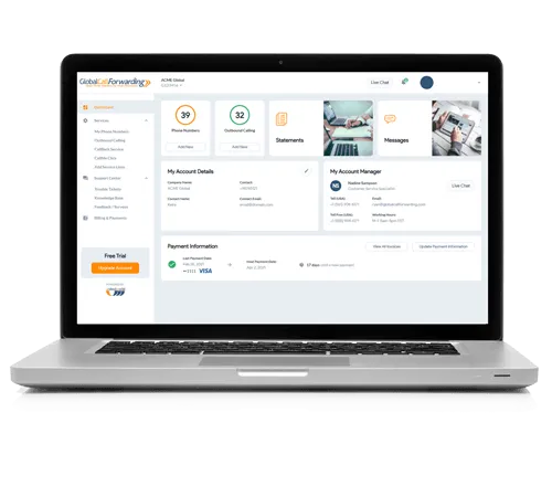 control panel view from laptop