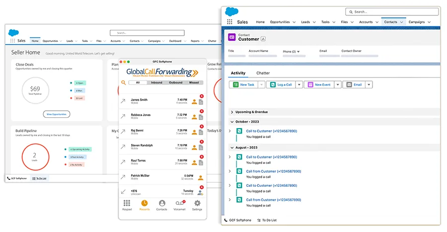 Automated call logging with the Salesforce telephony integration.